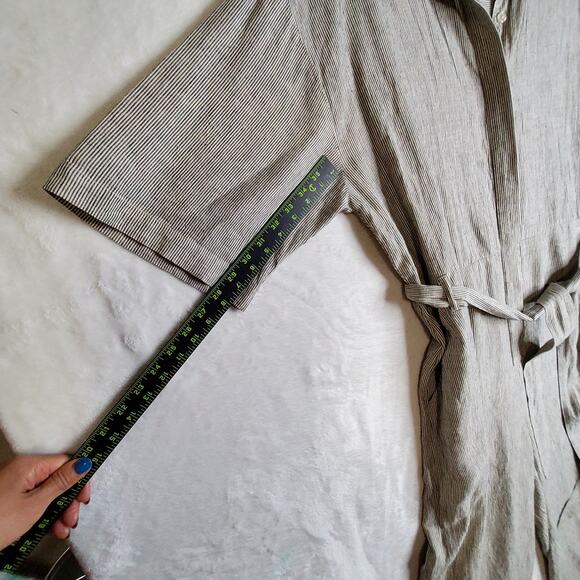 Z Supply XL Linen Striped Jumpsuit Ellora w belt Oatmeal beige Widelegs Stylish - Picture 11 of 16